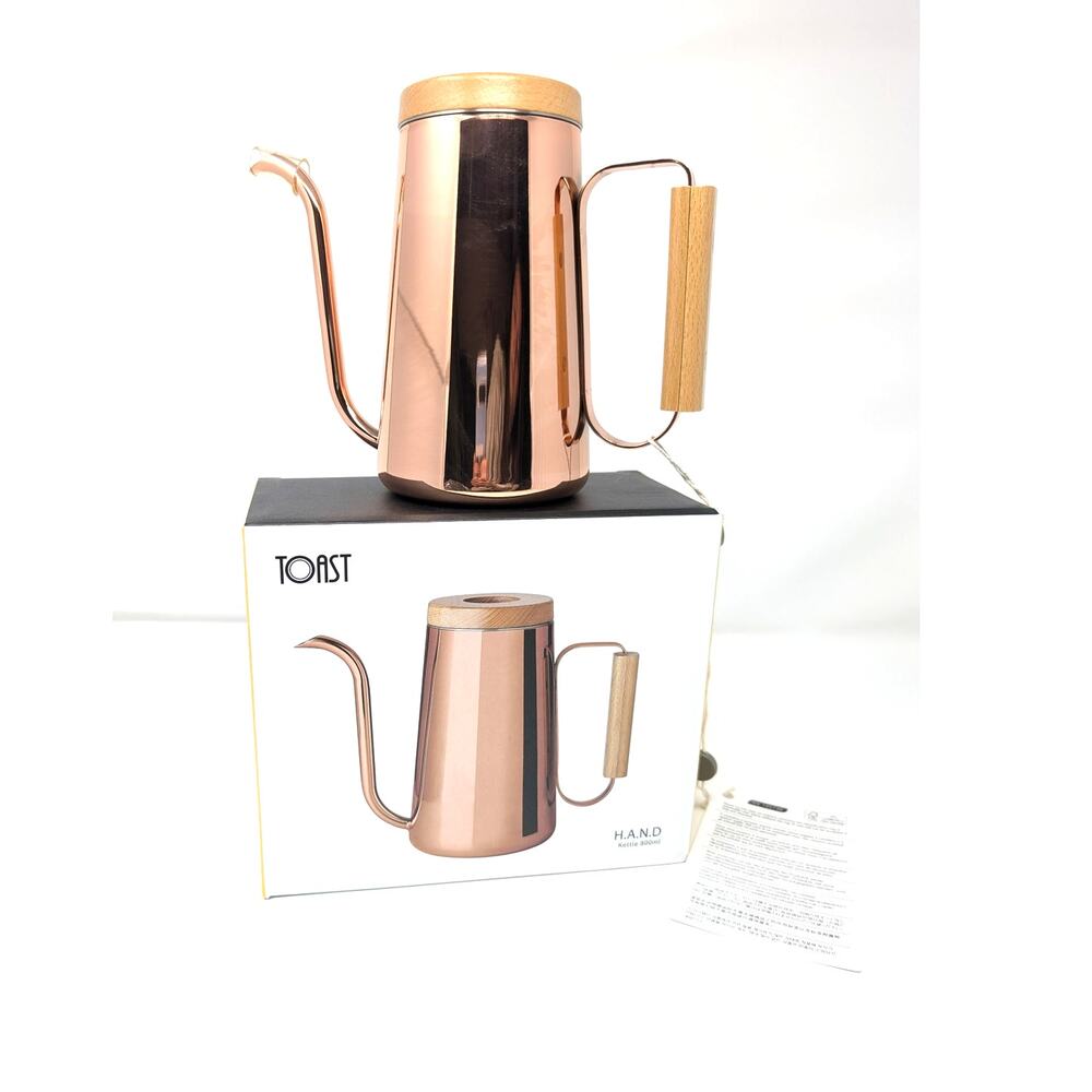 Toast Living H.A.N.D‎ Kettle 800ml/27oz Stainless Steel Beech Wood Copper Color